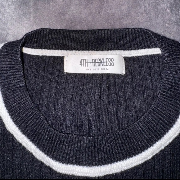 4th and Reckless ribbed knit SET top and bottom XS black and white SUPER SOFT - Picture 2 of 16